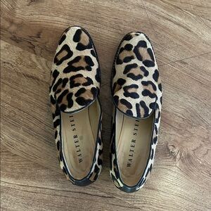 Walter Steiger Leopard Calf Hair Loafers | Italian Designer Flats 38